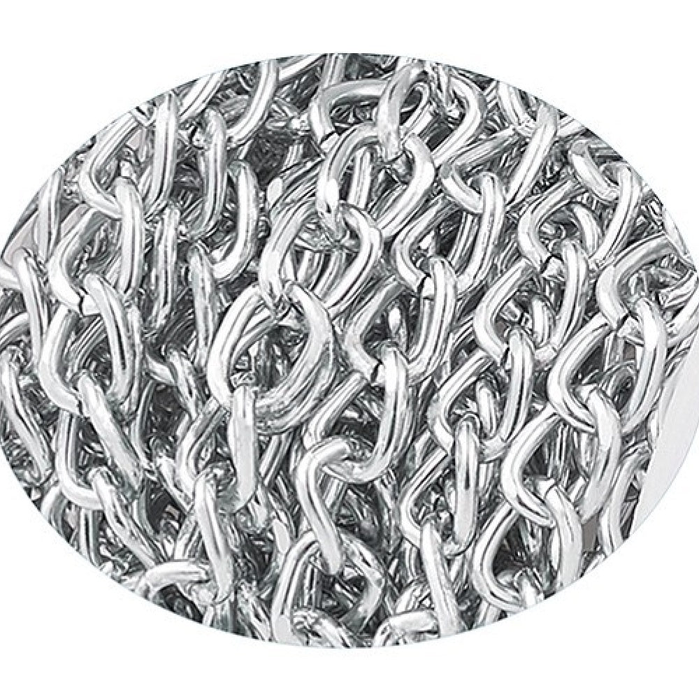Aluminium twisted curb chain, 5 metres silver tone jewellery chain for bracelet / necklace making