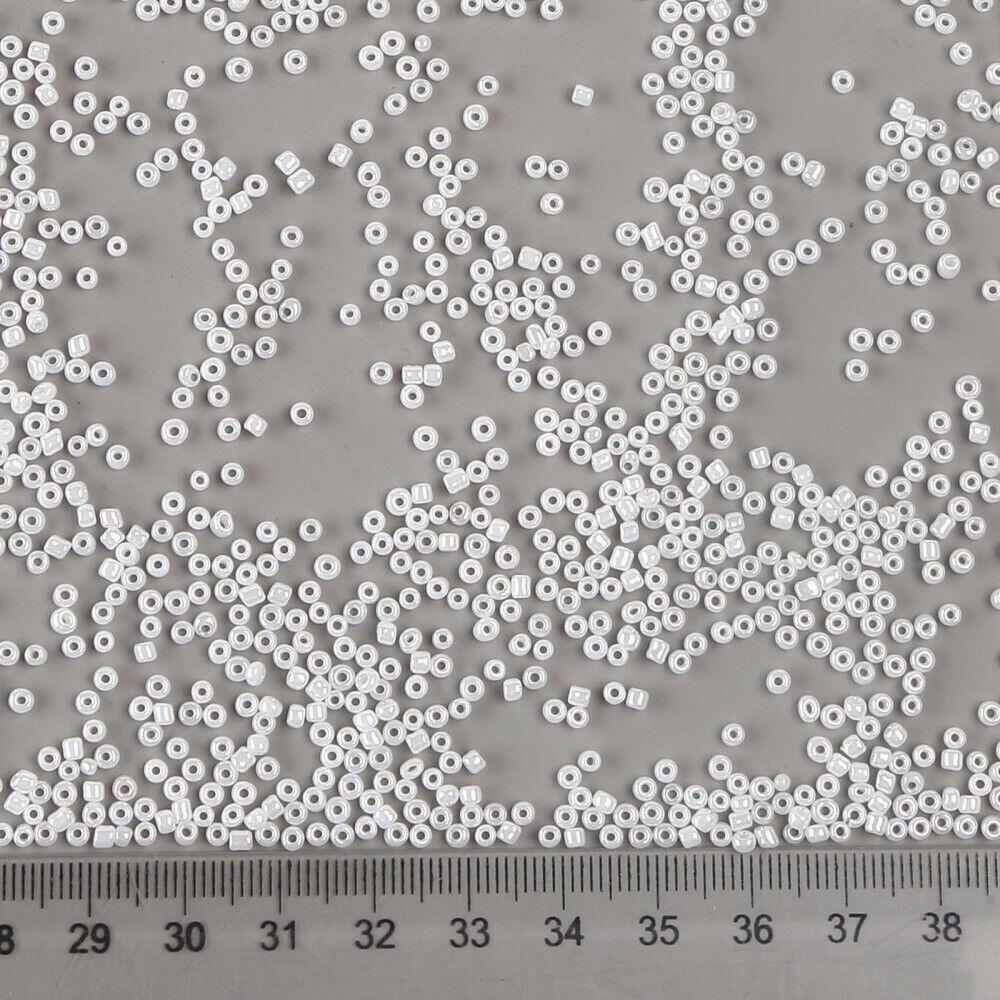 2mm pearlised white glass seed beads, 50g - 1kg
