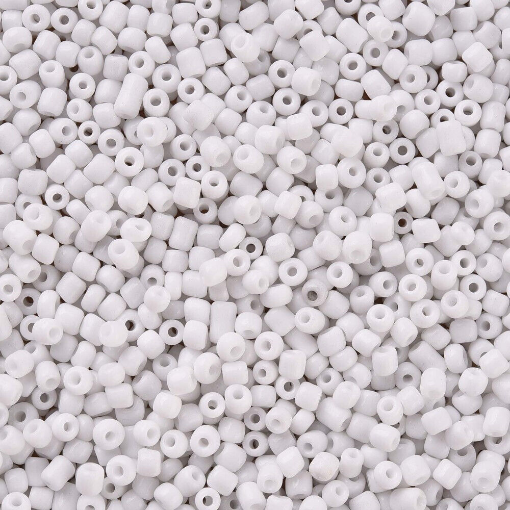 3mm white glass seed beads, 50g - 1kg