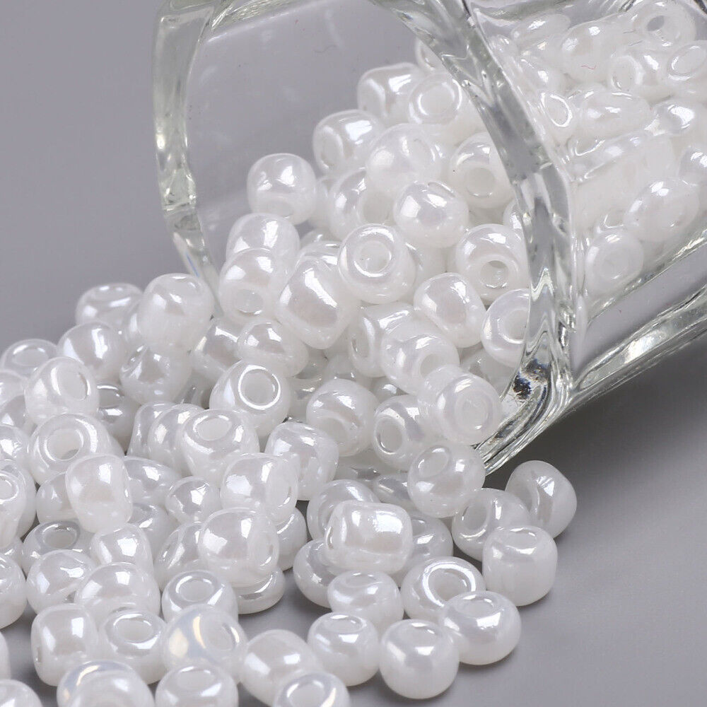 4mm pearlised white glass seed beads, 50g - 1kg