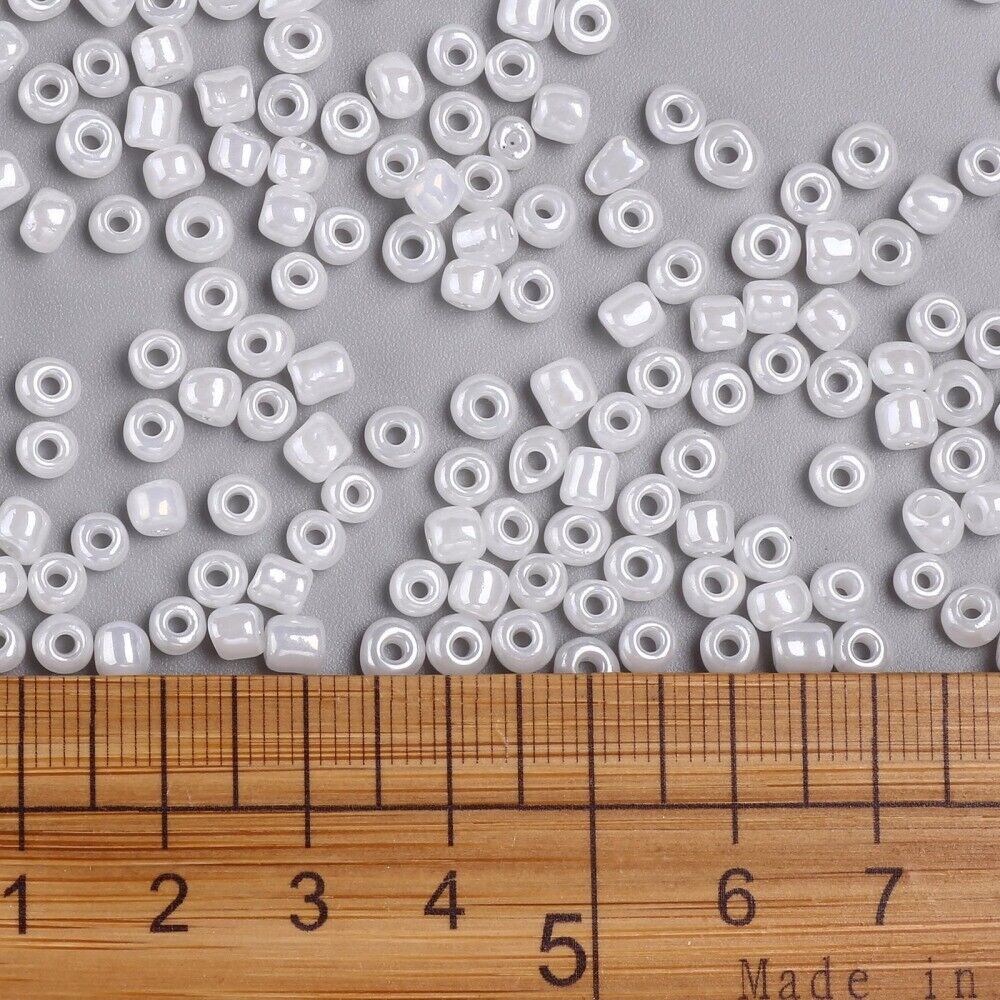 4mm pearlised white glass seed beads, 50g - 1kg