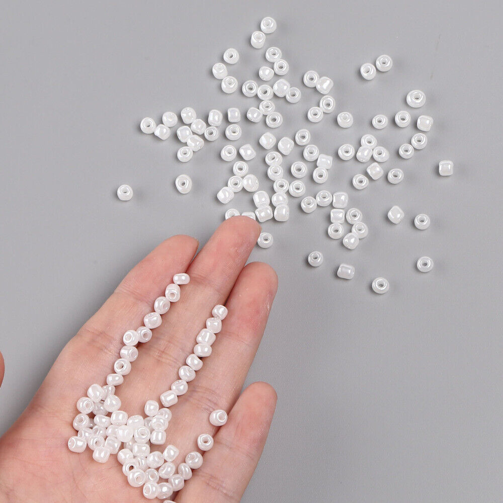 4mm pearlised white glass seed beads, 50g - 1kg