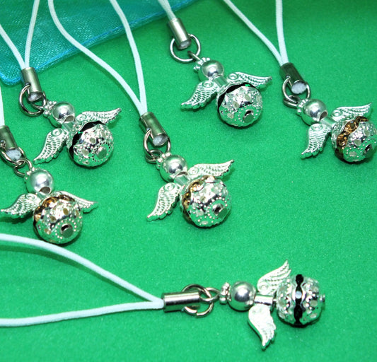 Rhinestone angel charms on lanyards (6-24pcs), handmade