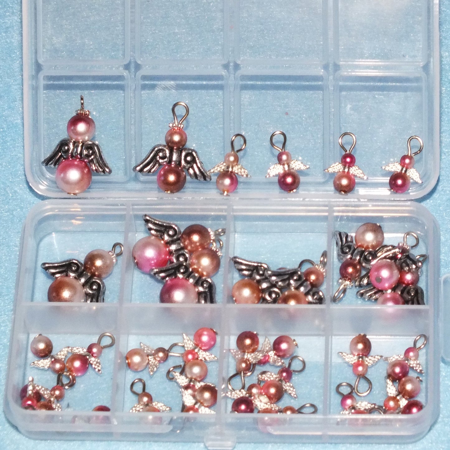 34pcs Rose Blush Guardian Angel handmade charms selection box, mixed sizes