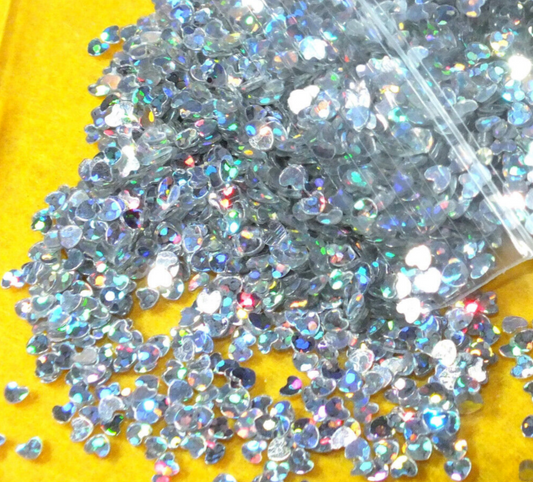 15g pack 3mm silver heart sequin embellishment toppers