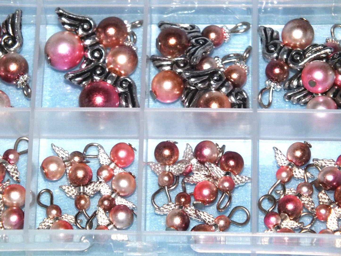 34pcs Rose Blush Guardian Angel handmade charms selection box, mixed sizes