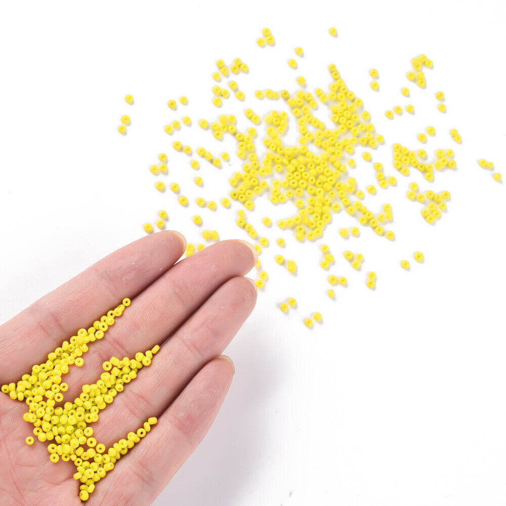 2mm yellow opaque glass seed beads, 50g - 1kg
