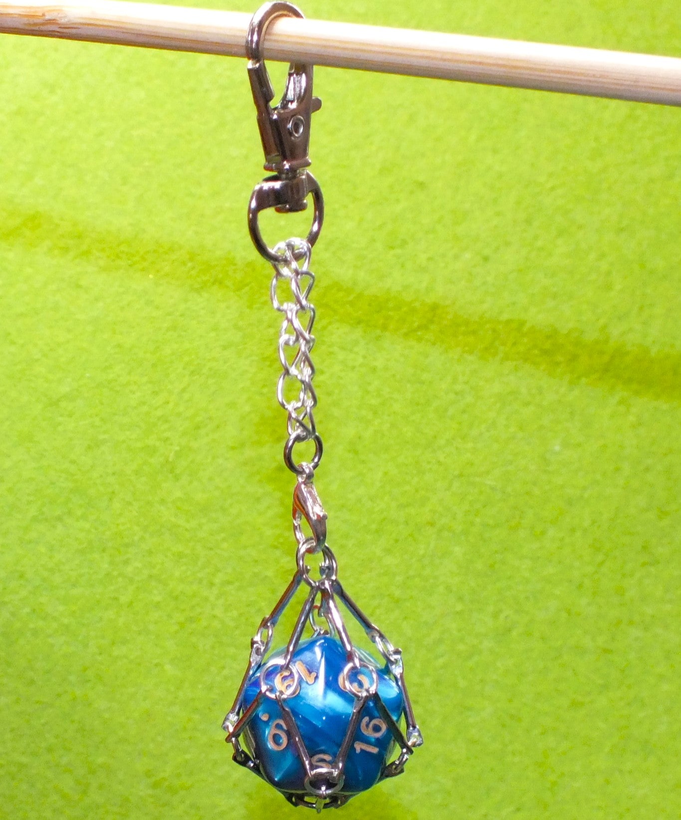 Handmade DICE HOLDER KEYRING with optional d20 - Carry your dice with you everywhere, or punish your Nat 1 in dice jail!