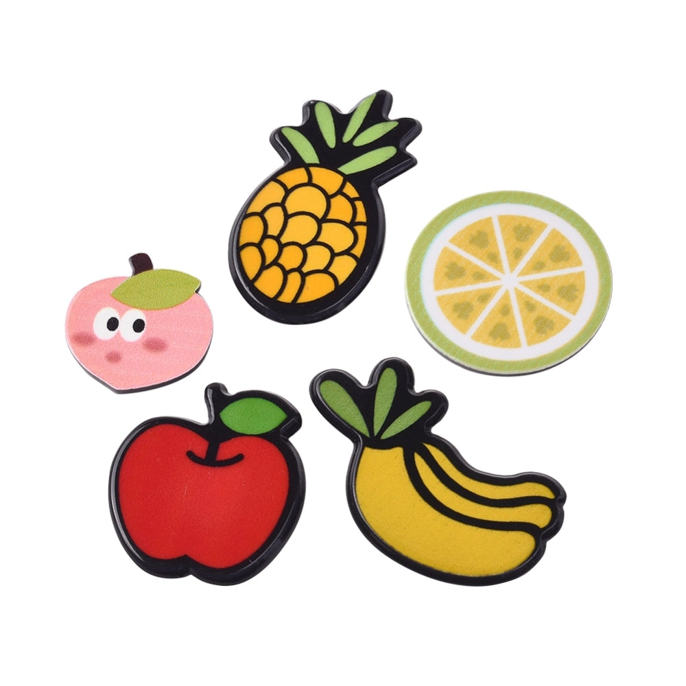 81pcs FRUIT cabochons - 15 styles, 17.5mm - 64mm flatbacks in hard plastic and soft PVC.