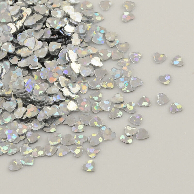 15g pack 3mm silver heart sequin embellishment toppers