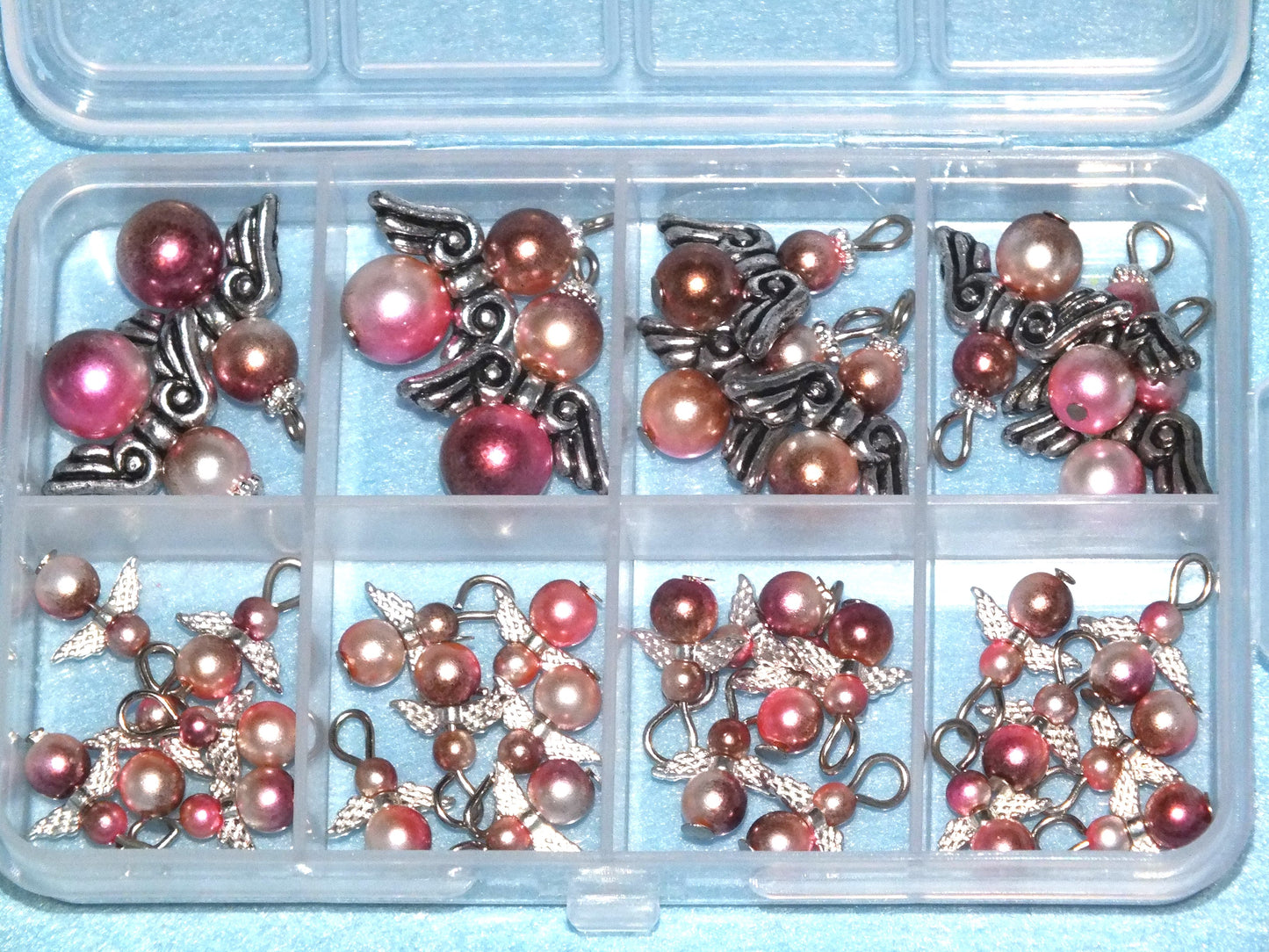 34pcs Rose Blush Guardian Angel handmade charms selection box, mixed sizes