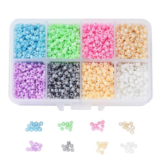 230g Seed bead selection, 3mm pearlised mix