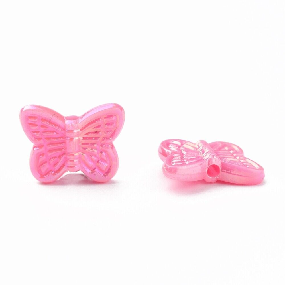 75pcs butterfly beads, 14mm with a pearlised finish