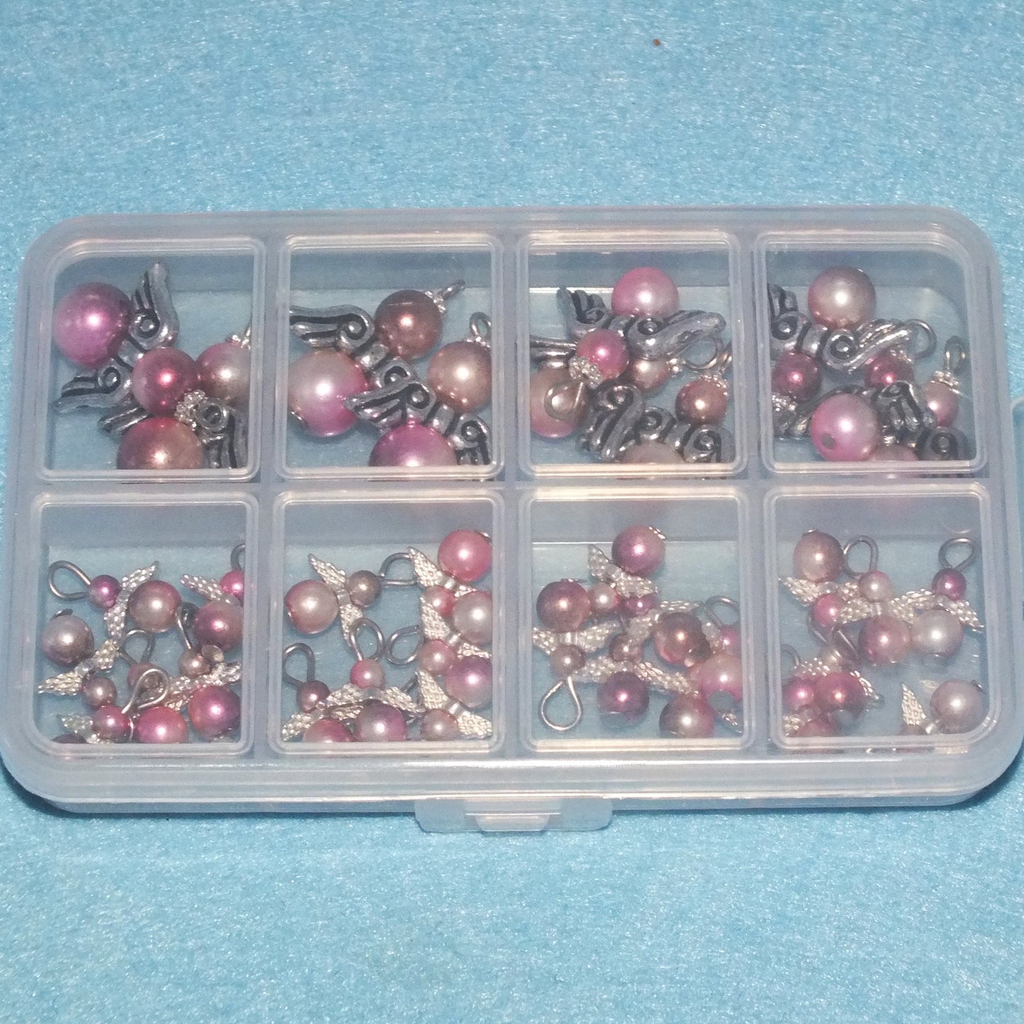 34pcs Rose Blush Guardian Angel handmade charms selection box, mixed sizes