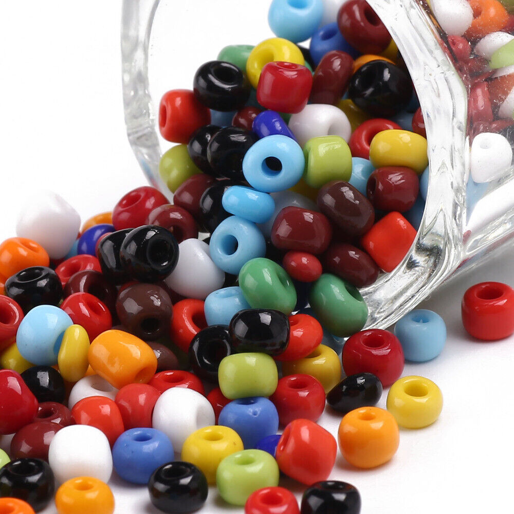 4mm opaque mix glass seed beads, 50g - 1kg
