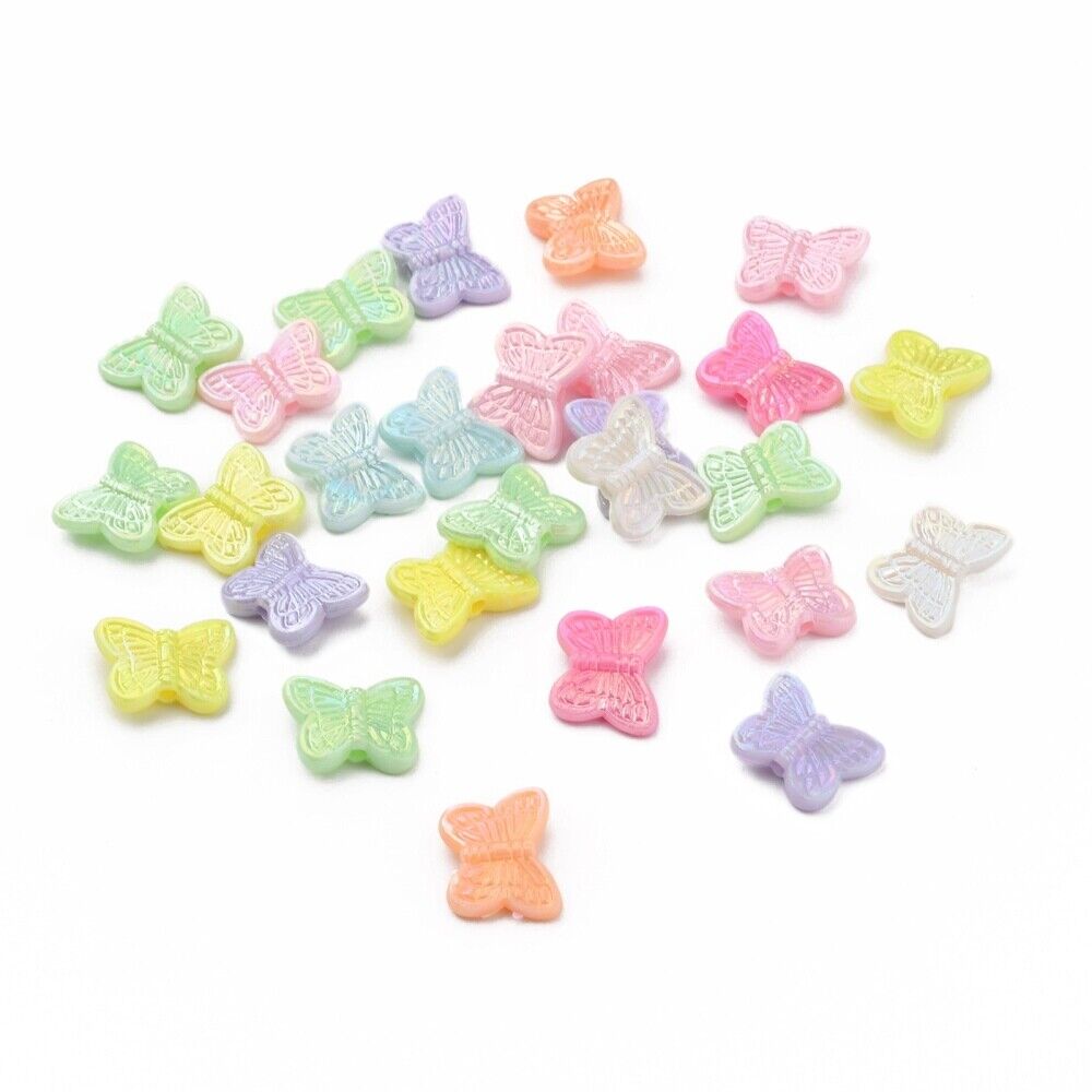 75pcs butterfly beads, 14mm with a pearlised finish