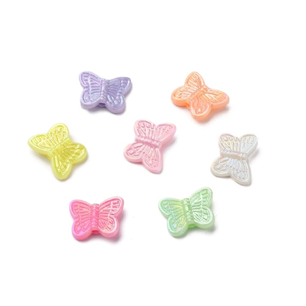 75pcs butterfly beads, 14mm with a pearlised finish