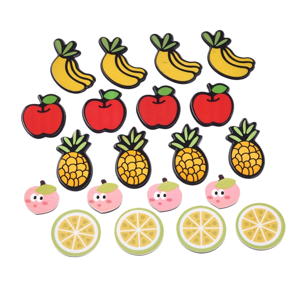 81pcs FRUIT cabochons - 15 styles, 17.5mm - 64mm flatbacks in hard plastic and soft PVC.