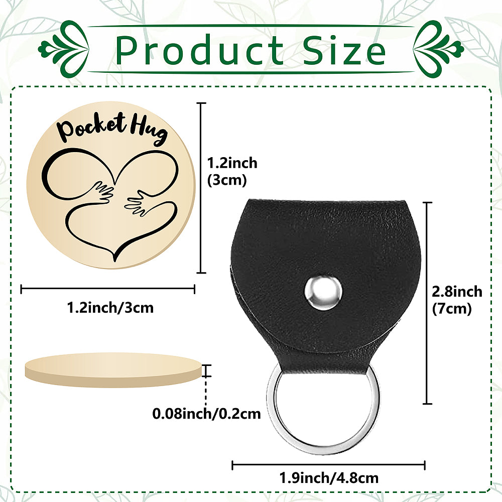 Pocket Hug coin + leather keyring holder - remind a loved one that you're thinking of them