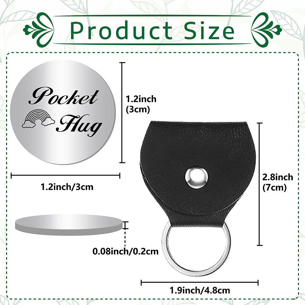 Pocket Hug coin + leather keyring holder - remind a loved one that you're thinking of them