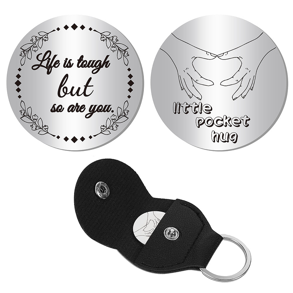 Little Pocket Hug coin + leather keyring holder - remind a loved one that you're thinking of them