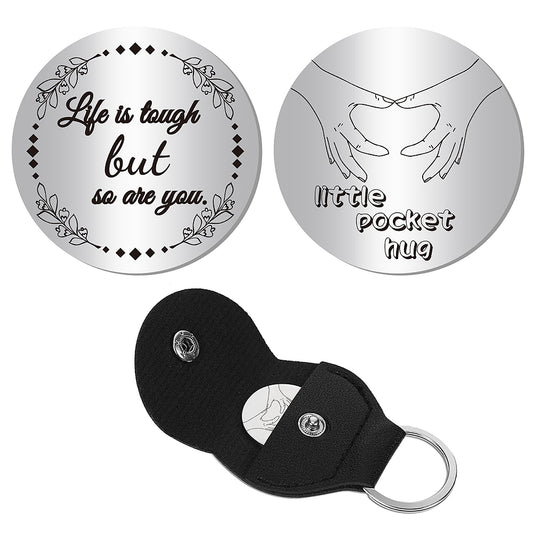 Little Pocket Hug coin + leather keyring holder - remind a loved one that you're thinking of them