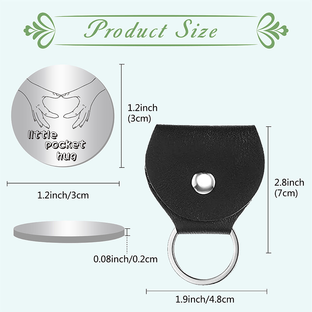 Little Pocket Hug coin + leather keyring holder - remind a loved one that you're thinking of them