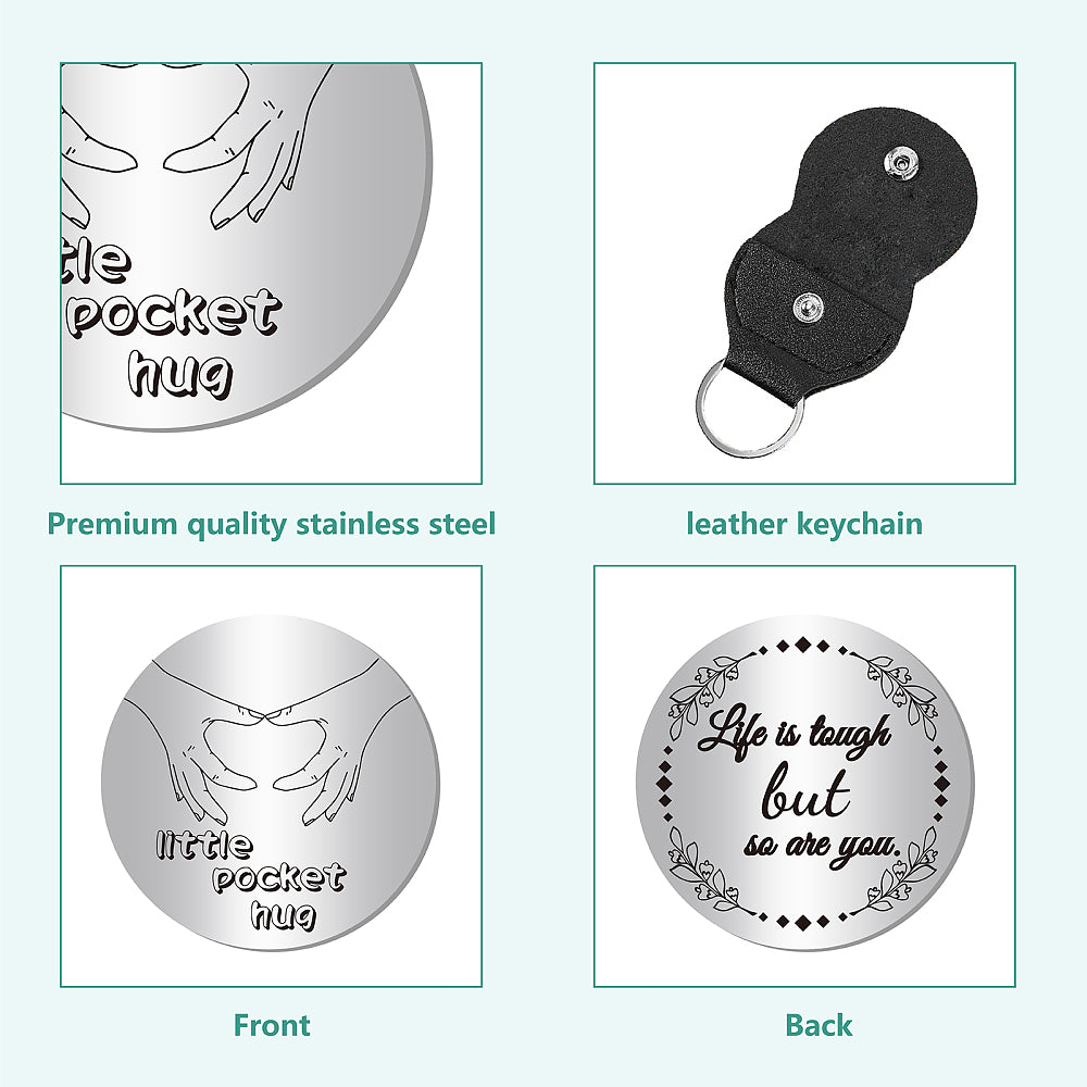 Little Pocket Hug coin + leather keyring holder - remind a loved one that you're thinking of them