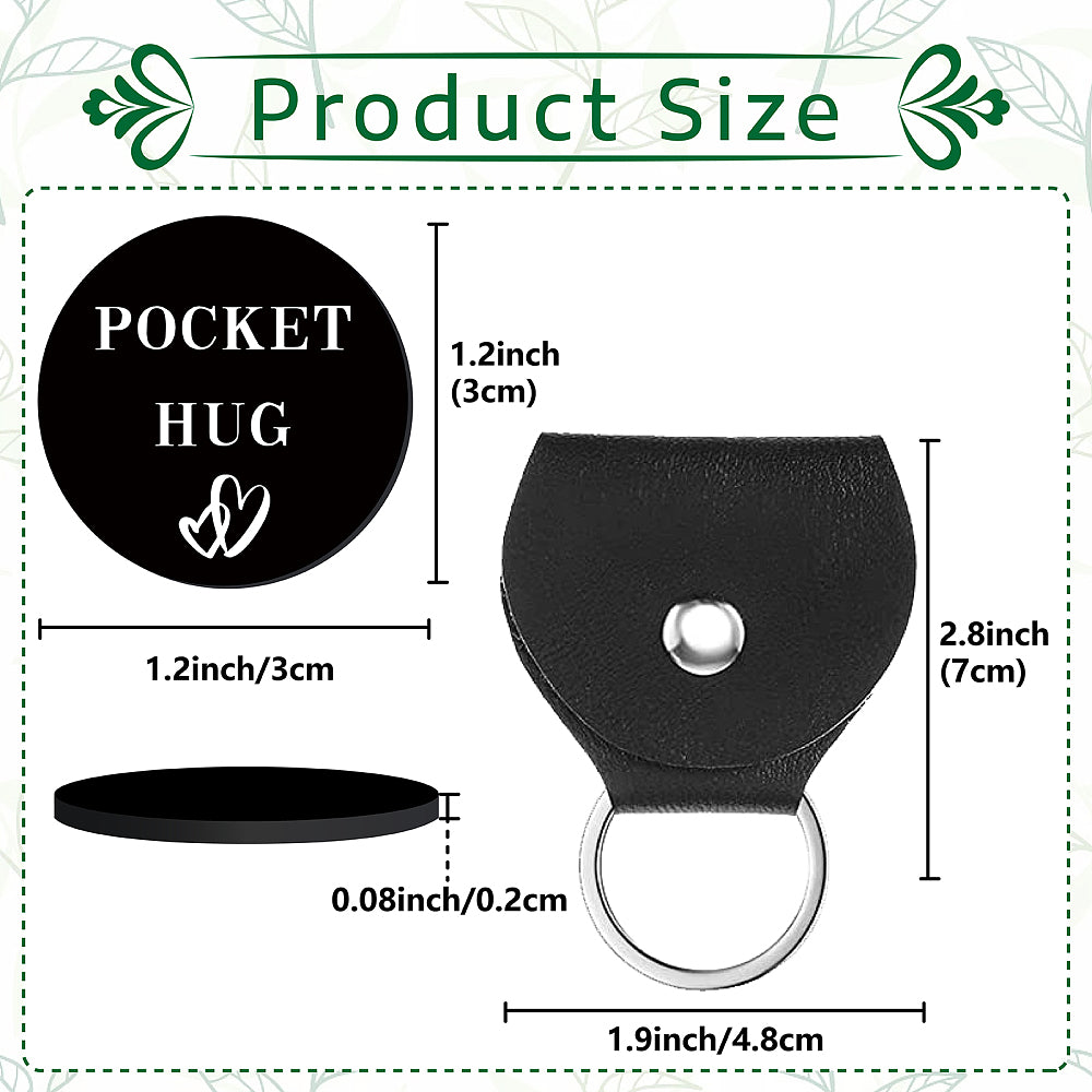 Little Pocket Hug steel coin + leather keyring holder - remind a loved one that you're thinking of them