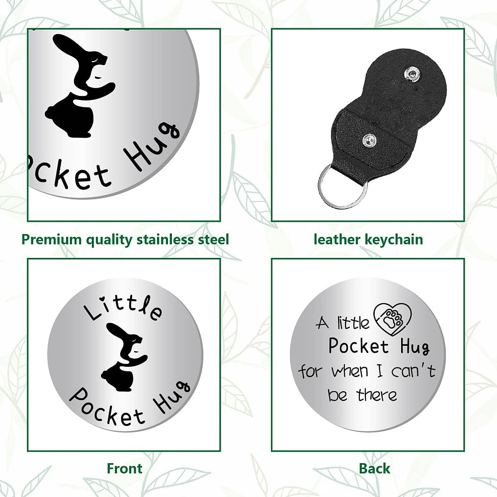 Little Pocket Hug coin + leather keyring holder (24F) - remind a loved one that you're thinking of them (Copy)