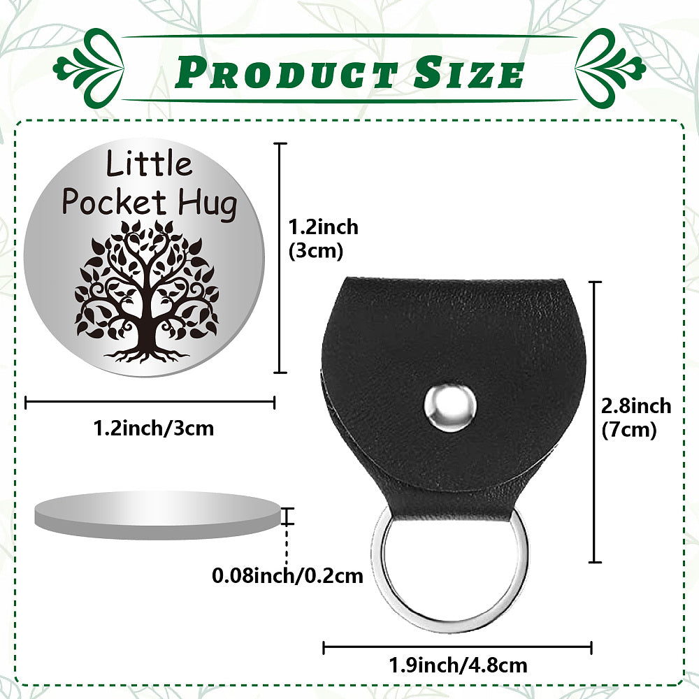 Little Pocket Hug coin + leather keyring holder (17G) - remind a loved one that you're thinking of them