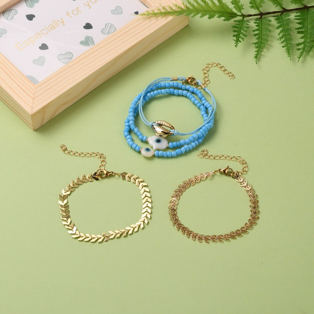 5-30 mixed evil eye, flower chain, shell friendship bracelets
