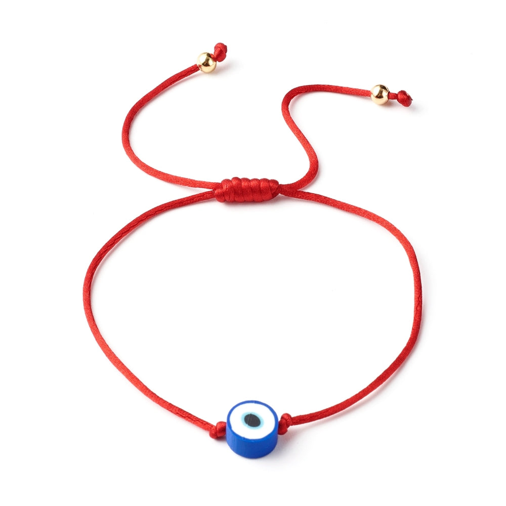5pcs adjustable red Evil Eye charm bracelets, mixed - job lot friendship bracelets