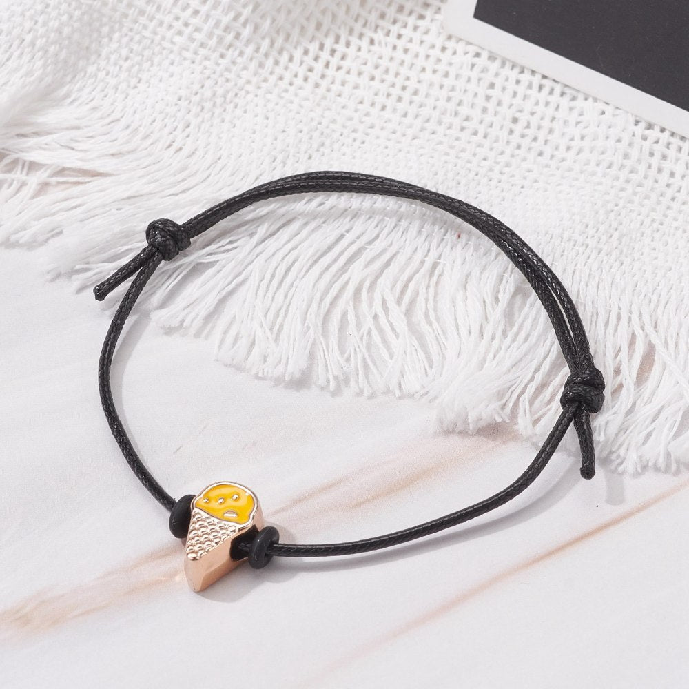 5pcs adjustable ice cream charm bracelets, black - job lot friendship bracelets