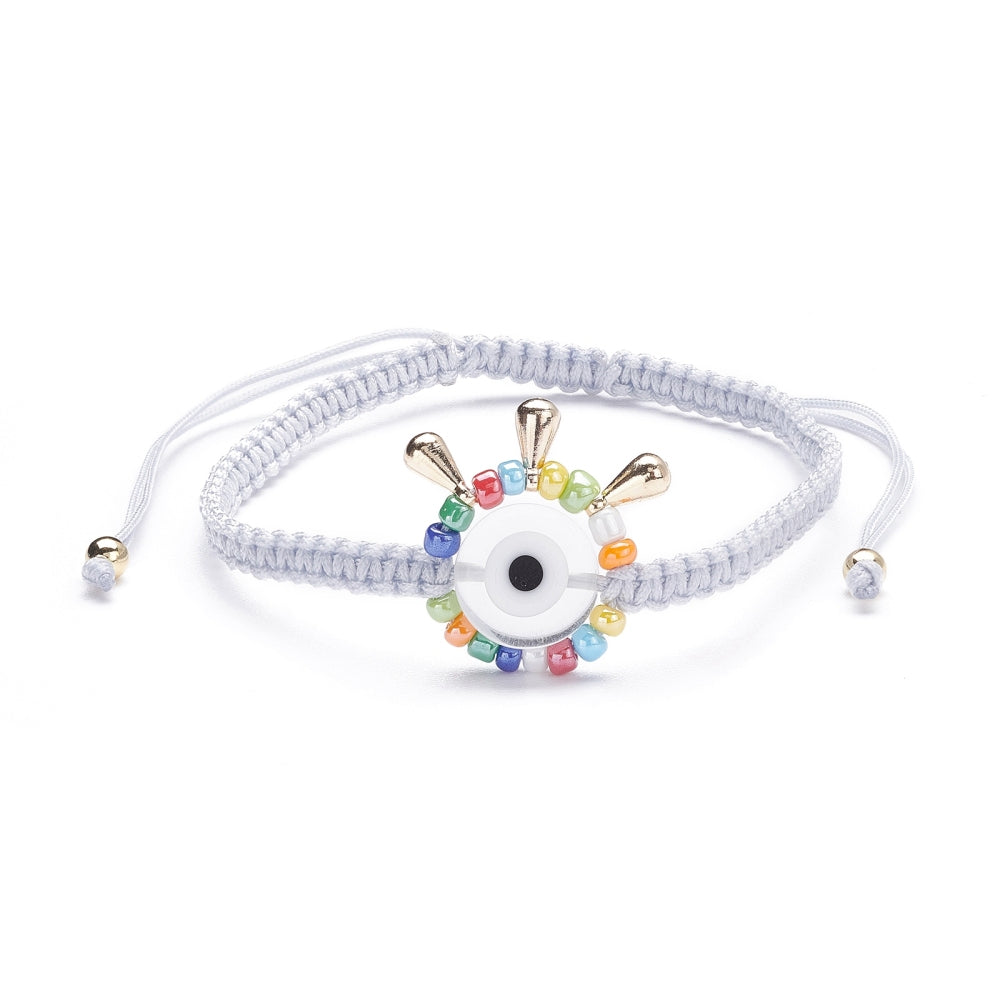 5-10 adjustable white evil eye friendship bracelets