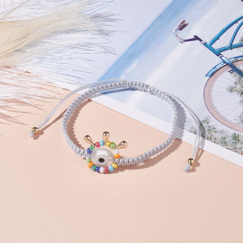 5-10 adjustable white evil eye friendship bracelets