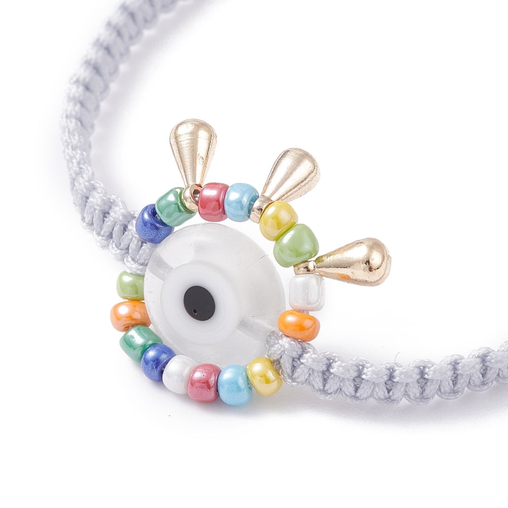 5-10 adjustable white evil eye friendship bracelets