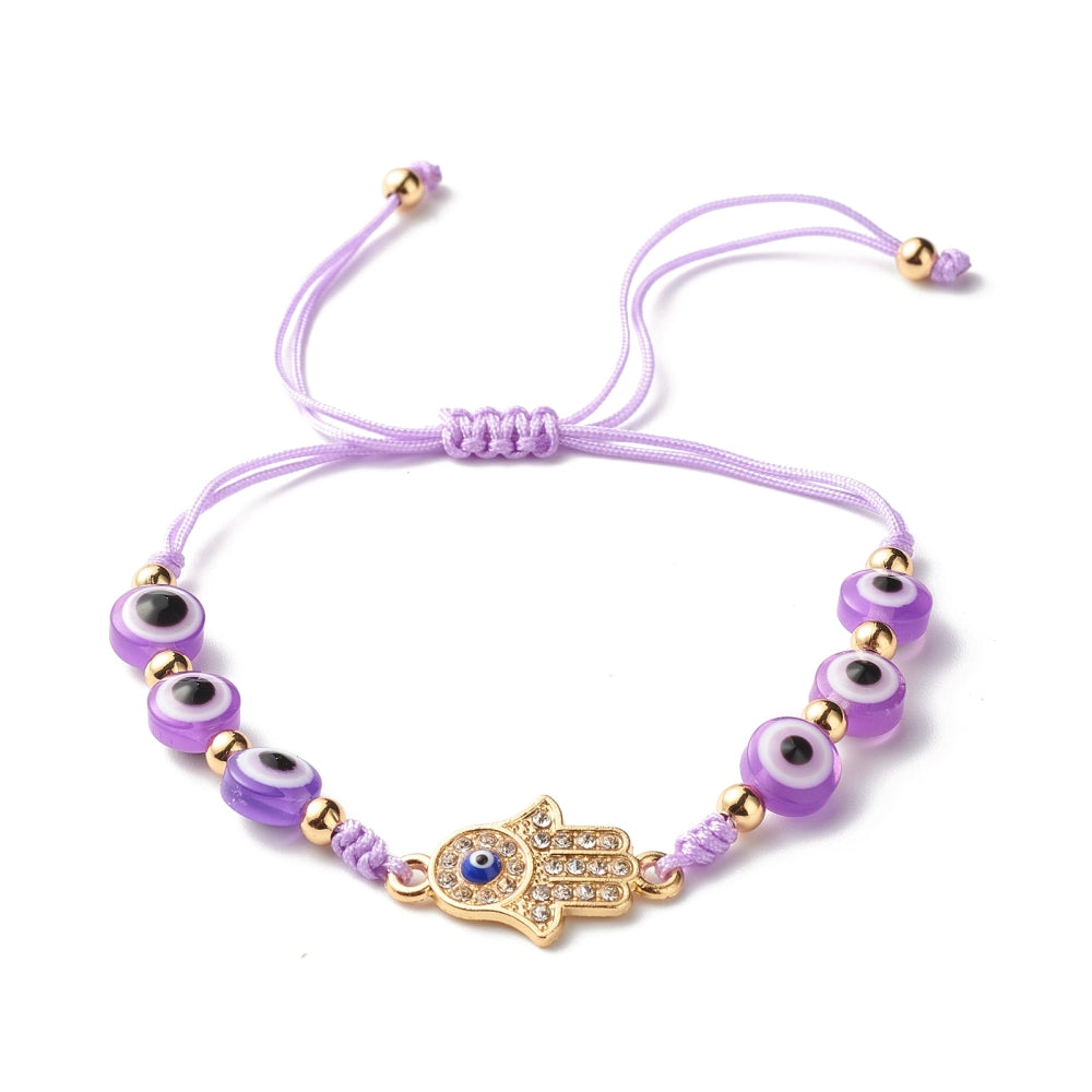 5-20 adjustable mixed evil eye friendship bracelets with hand of Hamsa charms