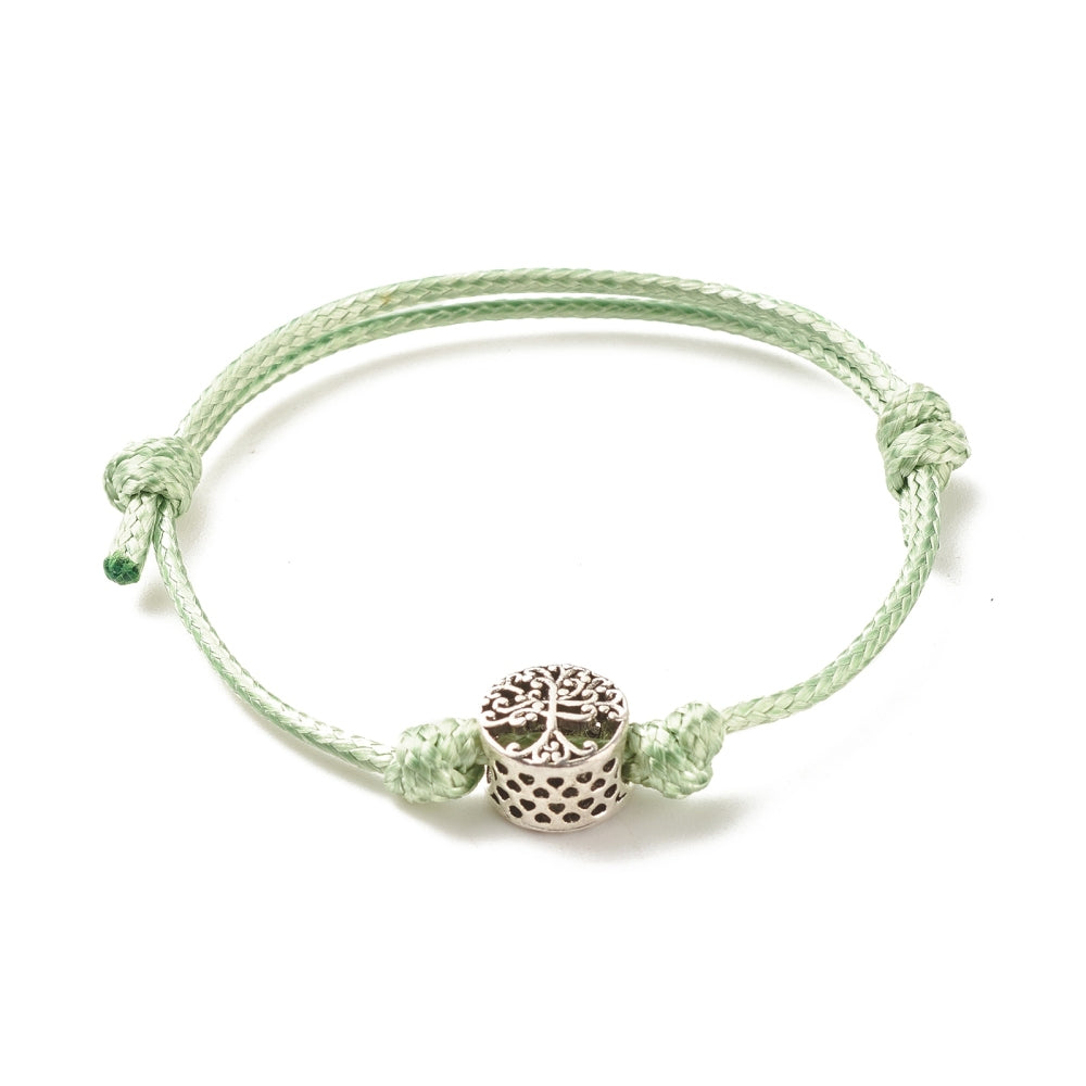 5 - 50 adjustable cord friendship bracelets with heart, tree, elephant, flower, butterfly European charm beads