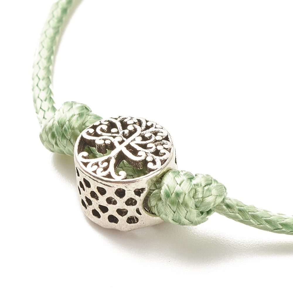 5 - 50 adjustable cord friendship bracelets with heart, tree, elephant, flower, butterfly European charm beads