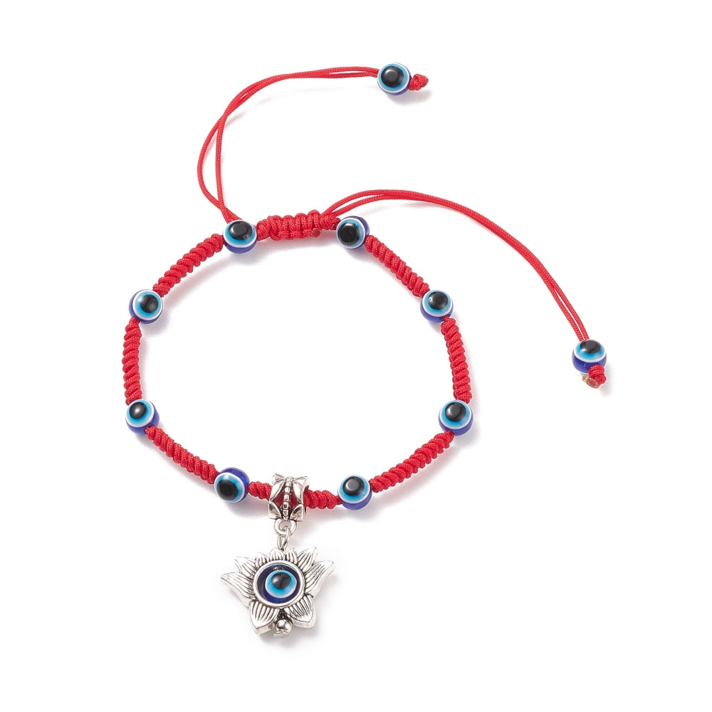 2-20 adjustable red evil eye friendship bracelets with lotus charms