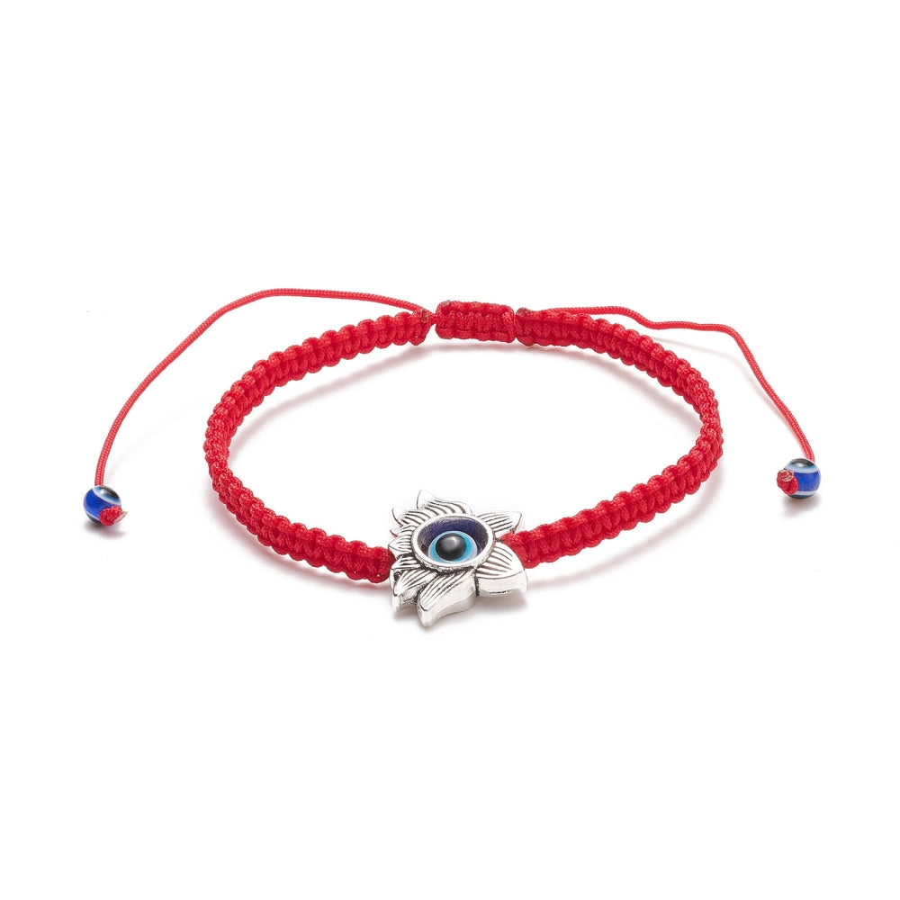 2-25 adjustable friendship bracelets, red evil eye with charm bead