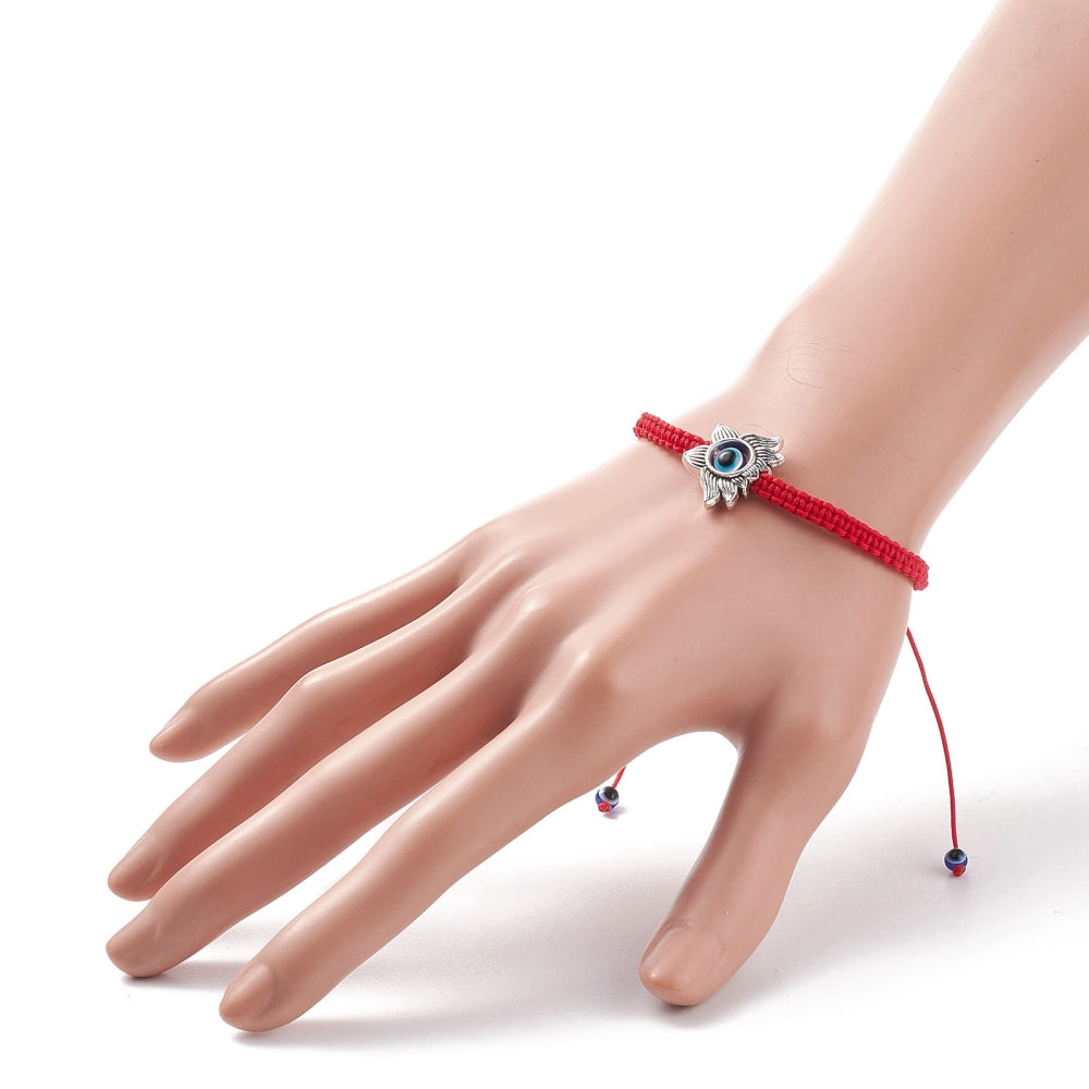 2-25 adjustable friendship bracelets, red evil eye with charm bead