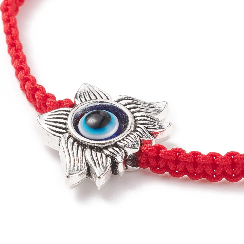 2-25 adjustable friendship bracelets, red evil eye with charm bead