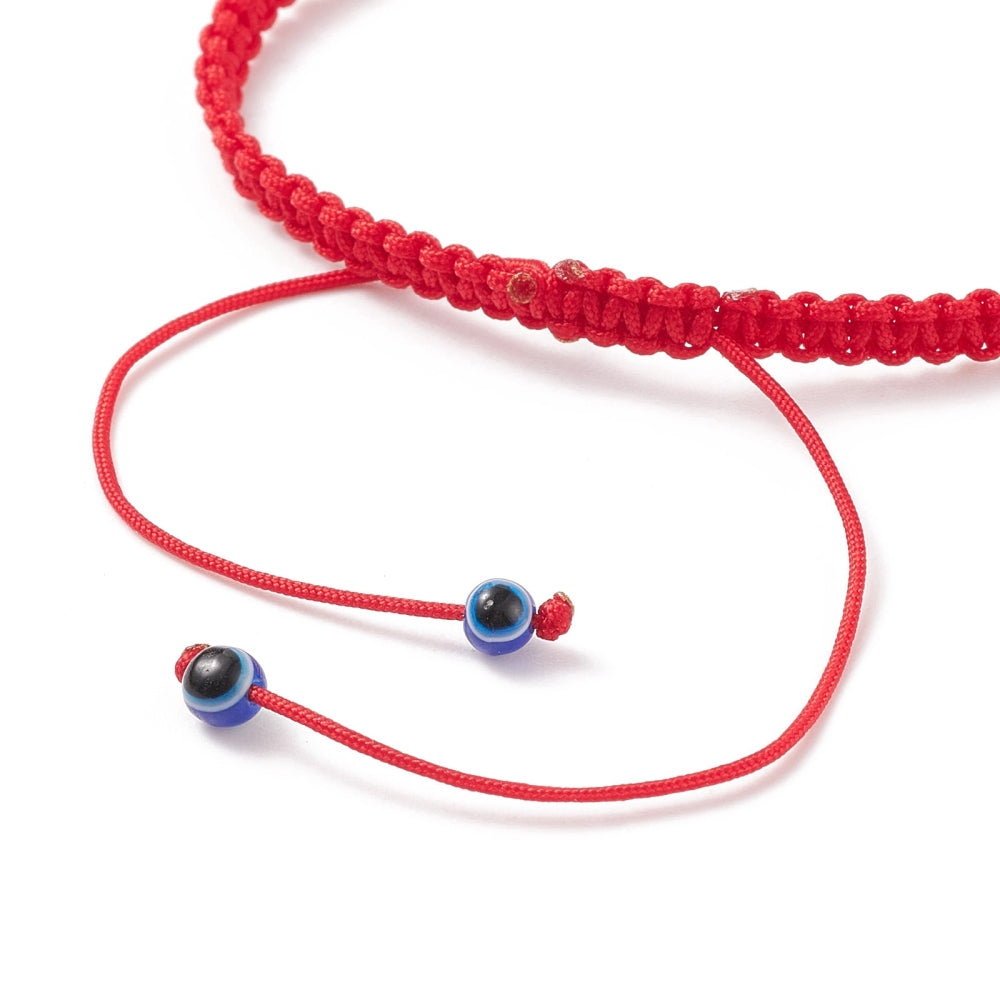 2-25 adjustable friendship bracelets, red evil eye with charm bead