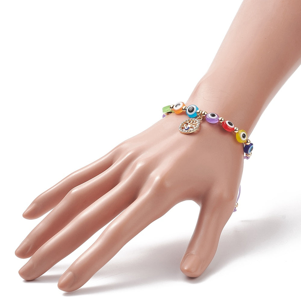 7 - 21 adjustable mixed evil eye friendship bracelets with charms