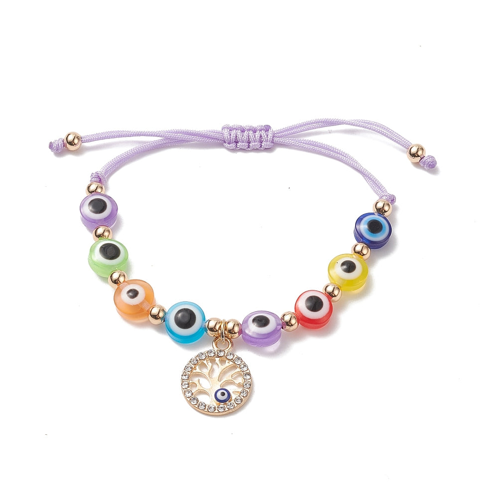 7 - 21 adjustable mixed evil eye friendship bracelets with charms