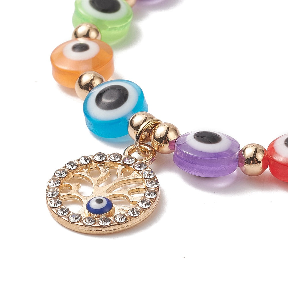 7 - 21 adjustable mixed evil eye friendship bracelets with charms