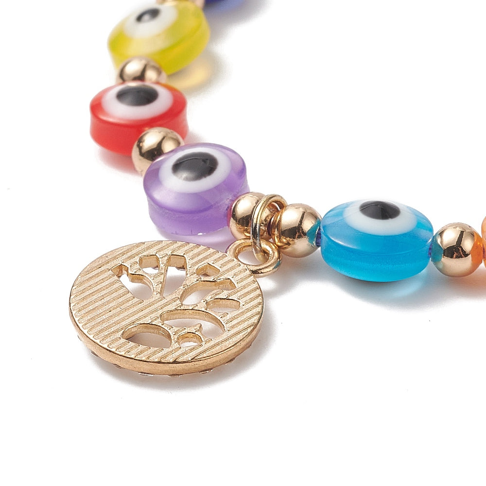 7 - 21 adjustable mixed evil eye friendship bracelets with charms