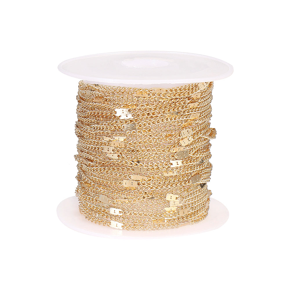 Dark gold tone chain, 5 metre spool. Slim link with flat soldered section, 2x1.4mm